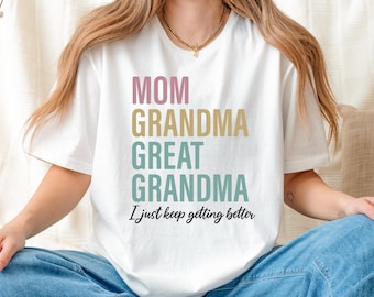 Mom Grandma Great-Grandma Shirt, Pregnancy Announcement, Gift For Great-Grandma, Gift For Mom, Baby Reveal To Family, Mother's Day Gift.