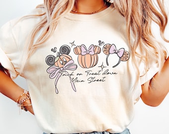 Disney Halloween Shirt, Mickey Halloween Shirt, Trick or Treat Main Street Tee, Cute Pumpkin Shirt, Comfort Colors Tee