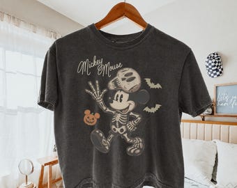 Disney Halloween Shirt boxy tee - mickey vampire coquette tshirt - Disney vintage comfort colors shirt - MNSSHP boxy tee -vintage skeleton