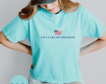 250 Years Of Freedom Boxy Tee, USA Anniversary Shirt, Freedom Tee, American 250 Merchandise, 4th of July Shirt, Youth-Adult
