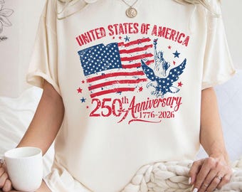 Comfort Colors USA 250th Anniversary Shirt 4th Of July America Tee Statue Of Liberty Shirt American Flag Gift.