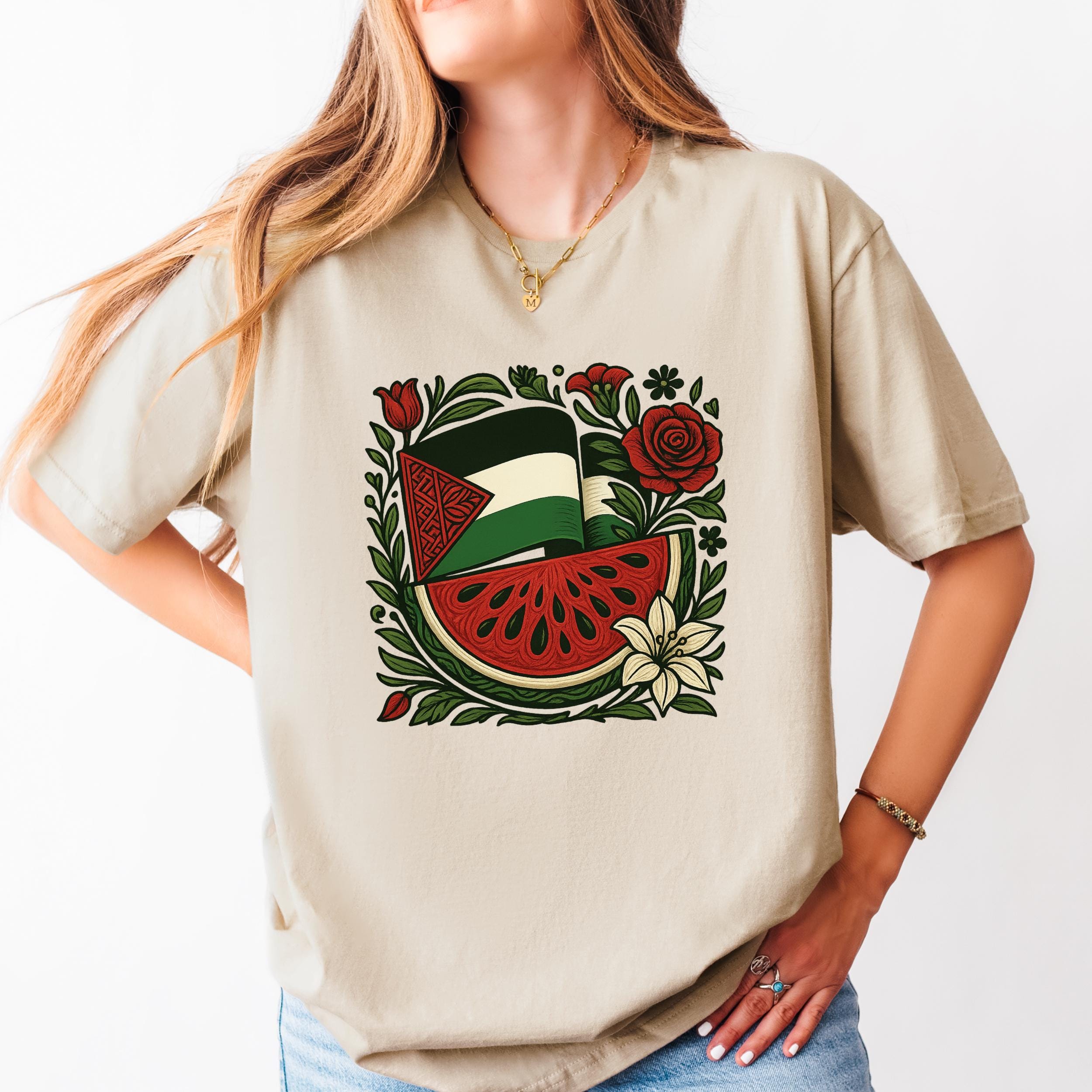 Tee Shirt Solidarity Palestine - Save Gaza - Color Design Palestinian Flag Watermelon Symbol Freedom - Human Rights