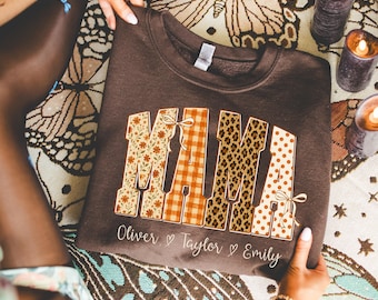 Personalized Mama Shirt, Custom Mom Shirt, Mama Sweatshirt, Mama With Kids Names, Floral Retro Shirt, Custom Mama Crewneck