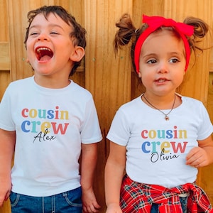 Personalized Groovy Cousin Crew Kids Shirt, Retro Custom Matching Cousins Shirts, Cousin Trip, Boho Natural Kids Youth & Adult Shirts.