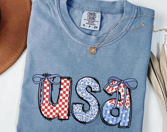 Comfort Colors® USA Shirt, Flower USA Shirt, United States Shirt, 4th of July Shirt, Floral Patriotic Shirt, USA Shirt, American Shirt.