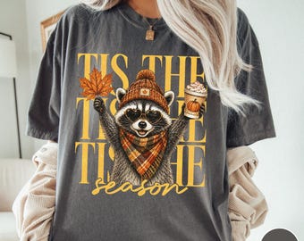 Autumn Raccoon Pumpkin Latte Shirt, Tis The Season Raccoon Shirt, Fall Vibes Shirt, Cute Autumn Animal Shirt, Pumpkin Spice Shirt,Fall Shirt