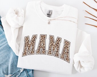 Leopard Mama Shirt, Mothers Day Gift, Mom Shirt, Retro Mama Sweatshirt, Gift For Mom, Mama Shirt, Leopard Mama T-Shirt, Popular Mom T-Shirt.