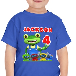Gecko's Garage Toddler Custom Personalized Birthday Shirt with Name & Age, Unisex Boys or Girls T-Shirt, 2T 3T 4T 5T, Multiple Colors