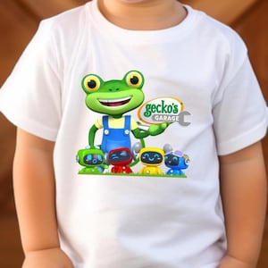 Gecko Garage Cartoon Toddler Shirt, Unisex Boys & Girls T-Shirt, 2T 3T 4T 5T, Multiple Colors