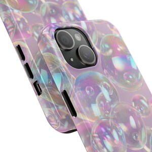 Pink Iridescent Bubbles Phone Case, Translucent Shiny Effect, Unique Cool Kids iPhone 16 15 14 13+ Pro Max Plus or Samsung Galaxy Cover image 2