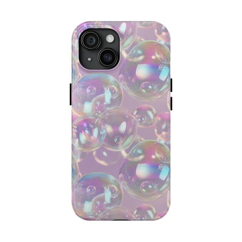 Pink Iridescent Bubbles Phone Case, Translucent Shiny Effect, Unique Cool Kids iPhone 16 15 14 13+ Pro Max Plus or Samsung Galaxy Cover image 6