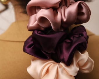 Silk Scrunchie Set of 3 – Handmade, Gentle Hair Ties