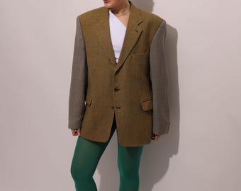 Upcycled Wool Blazer: Contrasted Oversized Vintage Design