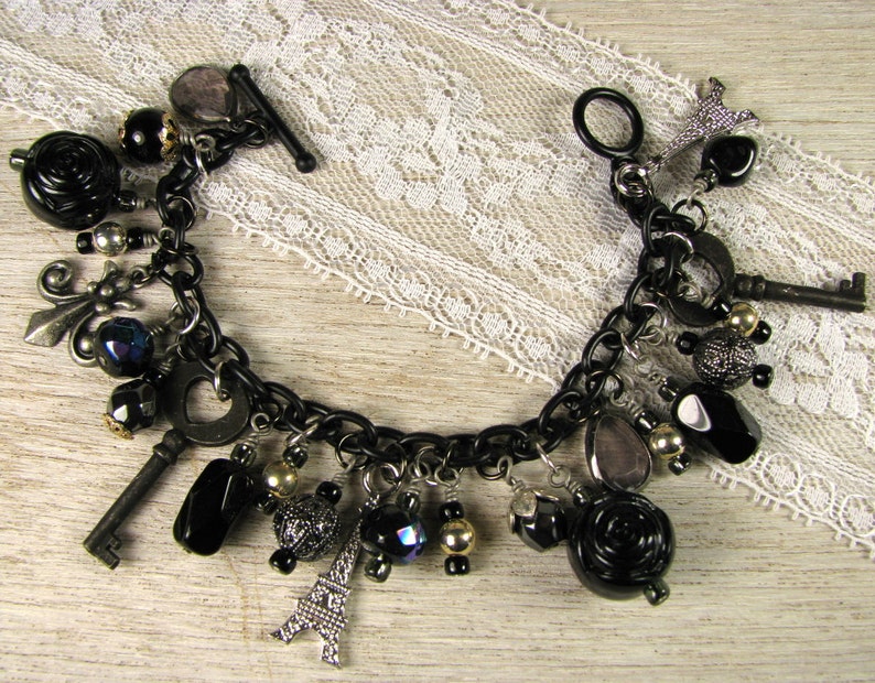Paris Theme Charm Bracelet Paris Nights Etsy