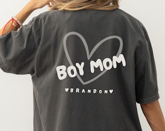 Personalized Boy Mom T-shirt: Custom Kids Names Tee