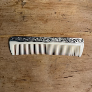 Vintage Repousse Style Silver Plated Hair Comb