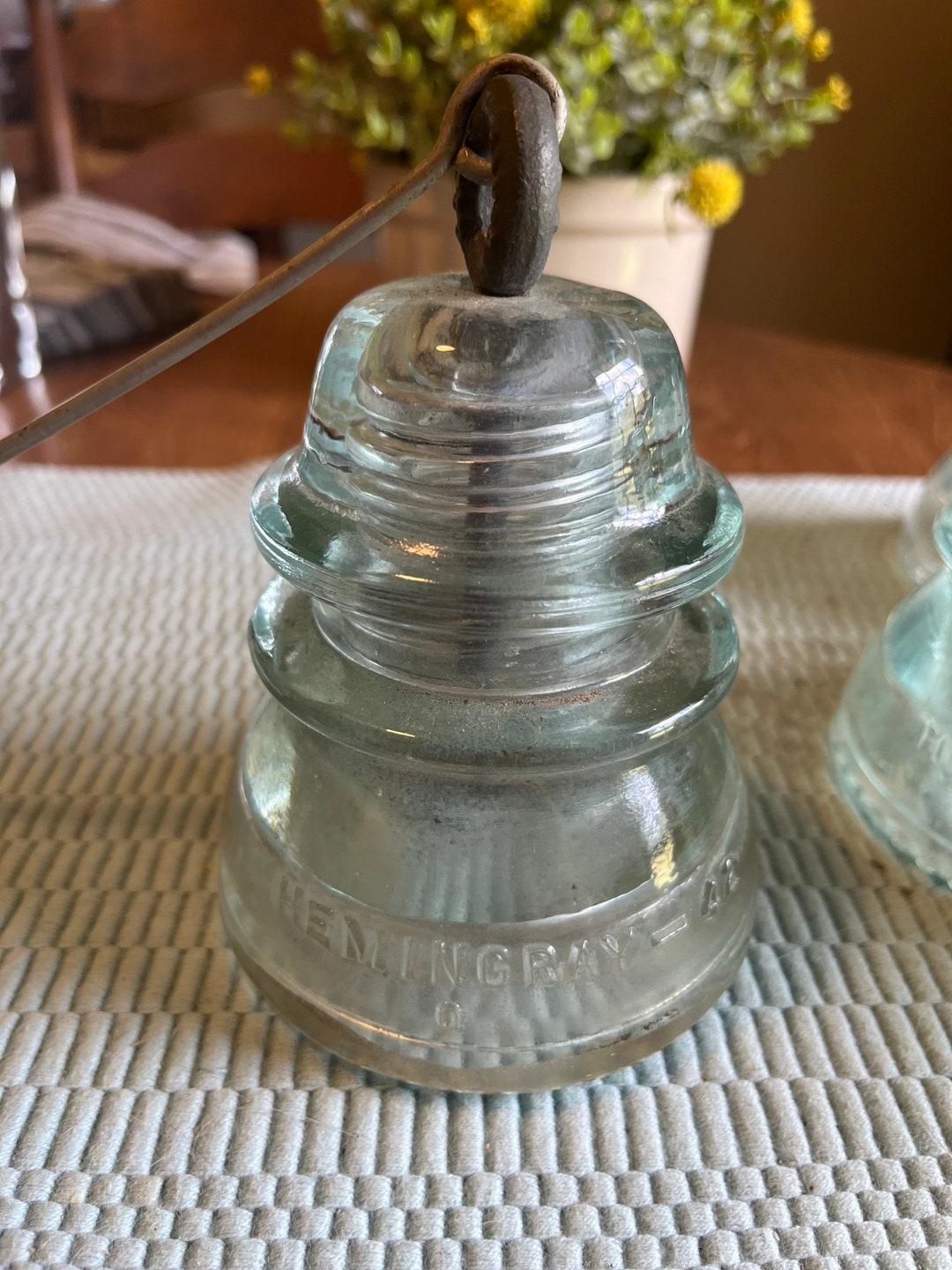 Hemingray Clear Glass Insulator Cap Thick Heavy Solid Etsy