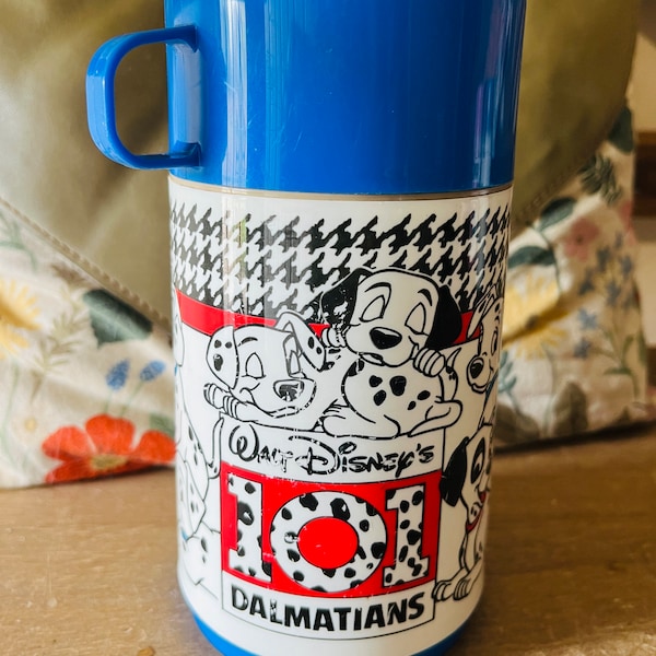 101 Dalmatians plastic thermos set, retro TV, cartoons, 1980s