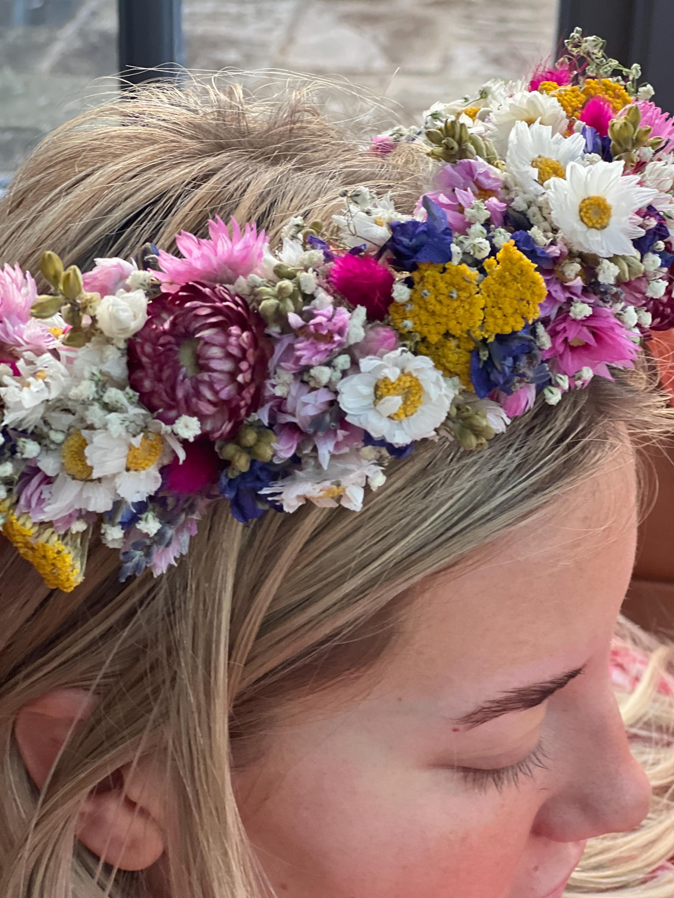 Dried Colorful Wildflower Crown (Set Of 7) Dried Flower Crown / Seasonal / Children Boho Floral Crown  main image 4