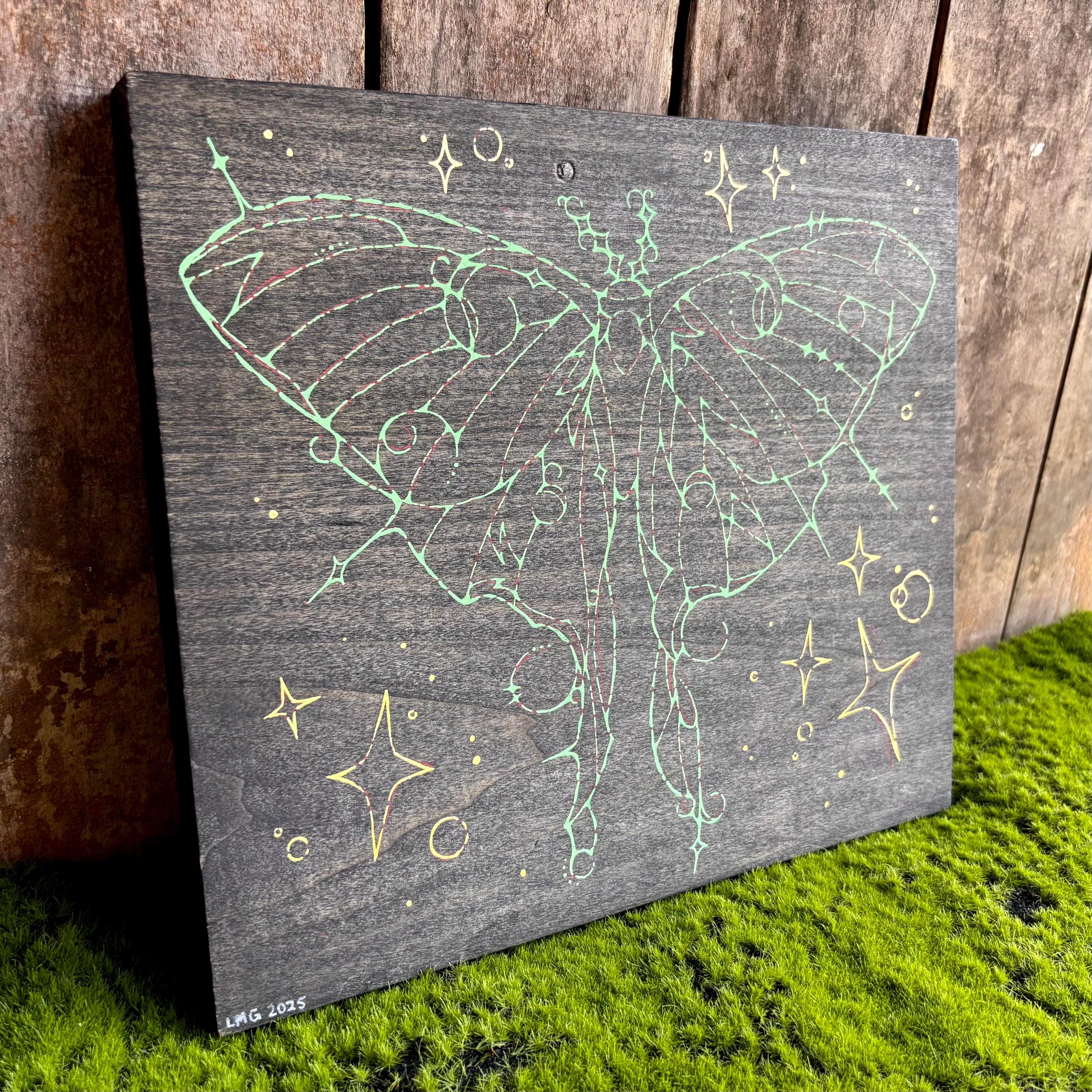 Luna Moth | Original Acrylic Painting on Wood - Etsy