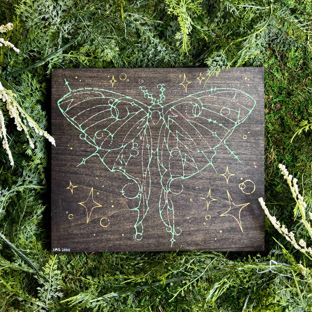 Luna Moth | Original Acrylic Painting on Wood - Etsy