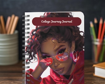 Afro Girl Illustration Spiral Notebook | College Student Journal