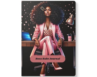 Melanin Boss Babe Journal | Pink Suit Woman, Inspirational Diary