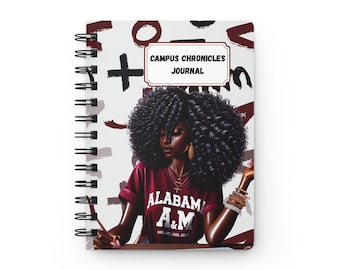 Afro Girl Campus Chronicles Journal | Alabama A&M Spiral Notebook
