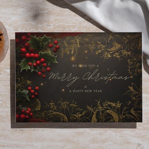 Weihnachten Gothic Elegant Set Kartenvorlage Bearbeitbare Vintage Canva Weihnachtskarten, Weihnachtskartenset, Vintage Elegante Feiertagsvorlagen