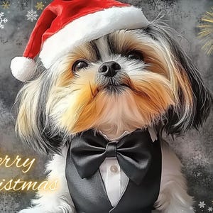Christmas Custom Digital Pet Postcard in Watercolor & Cartoon Style , Unique Gift ,Printable Digital Art, Editable Template for CANVA