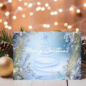 Vintage Blue Christmas Card Template,Create Personalized Holiday Greetings,DIY Blue Photo Christmas Card Template,Blue Christmas Card