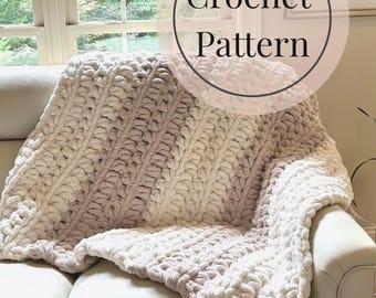 Modèle de couverture géante au crochet bicolore | Jeté géant douillet | Décoration d'intérieur chaleureuse et moderne PDF | Modèle numérique au crochet | Modèle de couverture facile