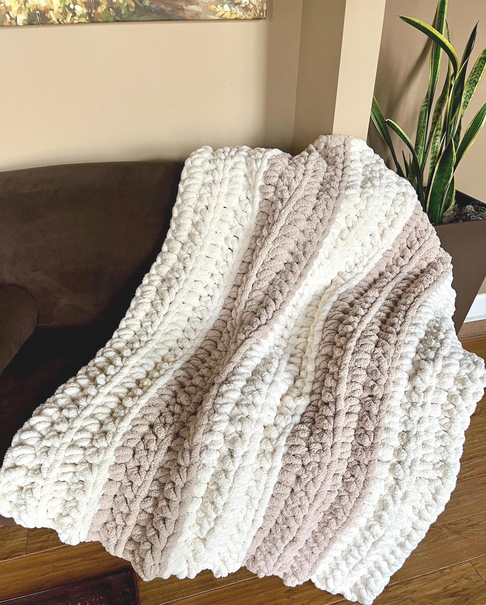2tone Pattern Jumbo Two-tone Crochet Blanket Pattern | Cozy Jumbo Throw | Warm ...