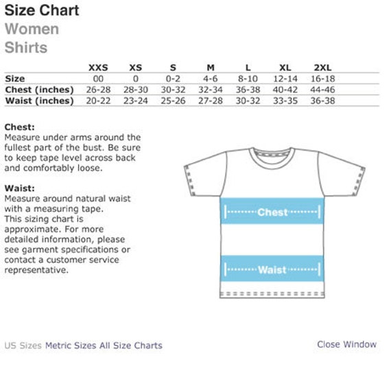 Us Size Chart Women S Shirt