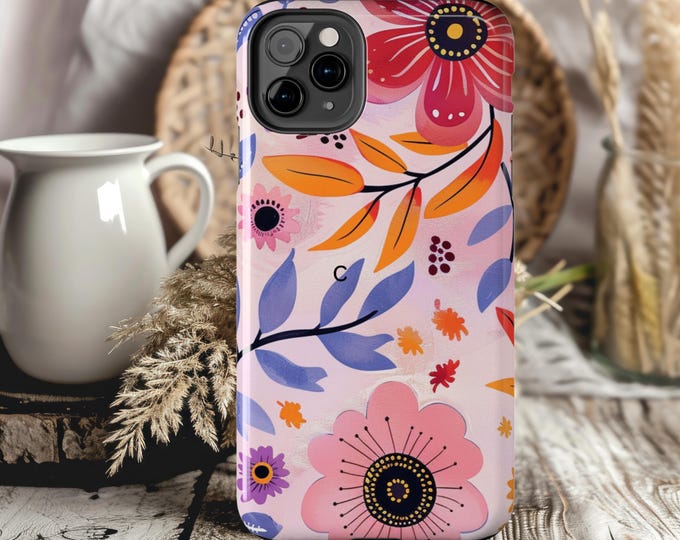 Botanical Vibrant Floral Impact Resistant Tough iPhone Samsung Case Stylish & Durable Protection