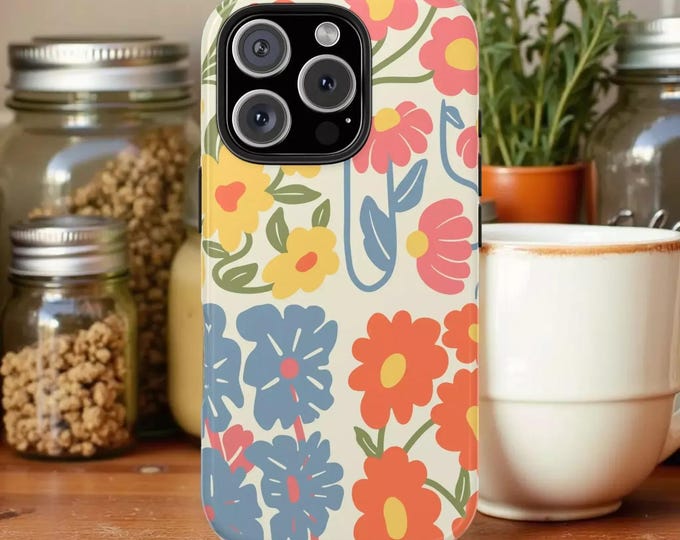 Floral Tough Phone Case: Vibrant Protective Cover for iPhone & Samsung