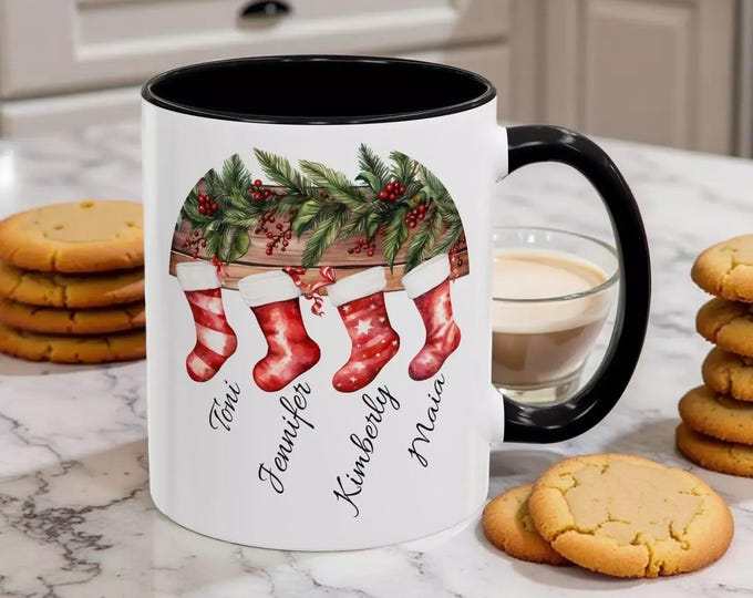 Holiday Stocking Coffee Mug, Personalized Name (Ceramic, 11oz)