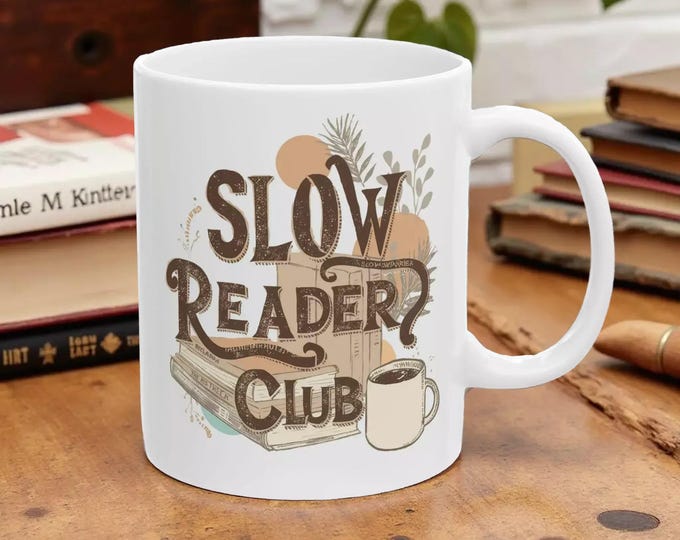 Book Lover Ceramic Mug: Rustic Coffee & Reading Design, 11oz