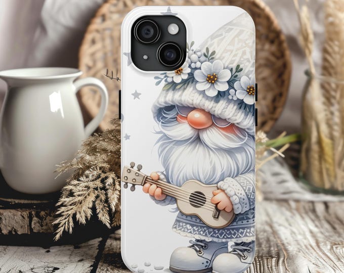 White Gnome Tough Phone Case: Christmas Winter Cover with Rubber Liner