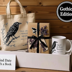 Gothic Romance Blind Date Book Box • Dark Reader Gift • Wrapped Book Surprise • Special Edition Poe Raven