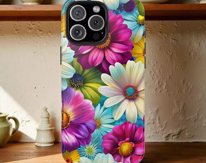 Vibrant Bright Floral Tough iPhone Samsung Case Durable Protection with Colorful Flower Design