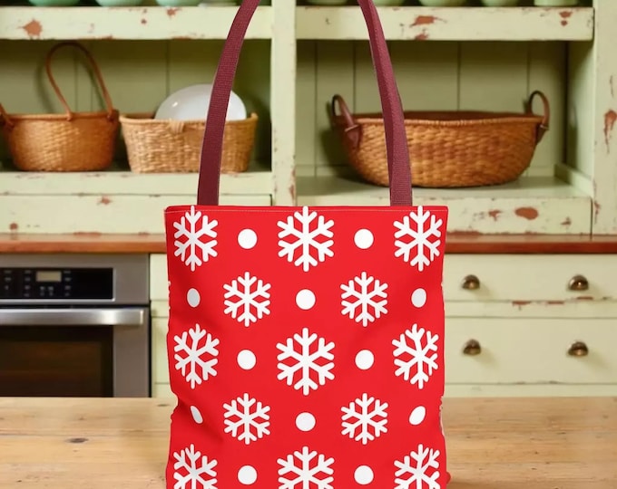 Festive Snowflake Tote Bag - Winter Holiday Essentials, Christmas Giftbag
