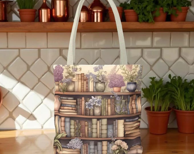 Vintage Look Floral Book Tote Carryall Book Bag