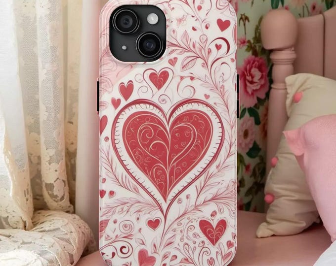 Big Hearts Pink and White Tough Mobile Phone Case iPhone Samsung Girlish Cover