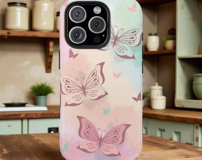 Butterfly Phone Case: Whimsical Floral Design (Shock Absorbing)