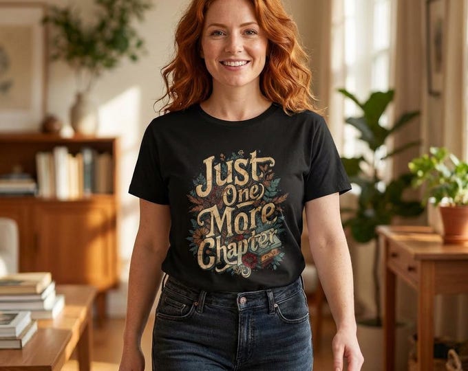 Book Lover T-Shirt — "Just One More Chapter" Vintage Look Reading Tee With Optional Mug