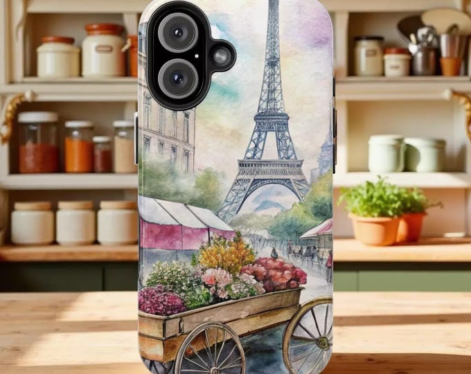Parisian Floral Tough iPhone Samsung Case with Eiffel Tower Design