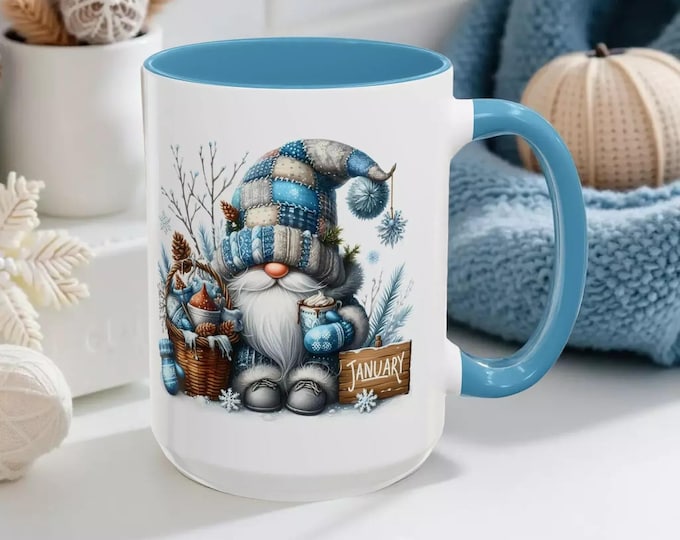 Personalized Gnome Birth Month Coffee Mug, Perfect Gift Cup For Holidays