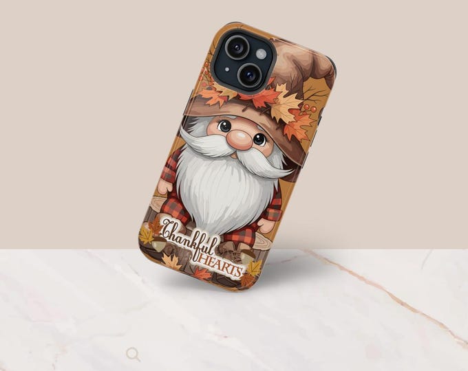Autumn Gnome Phone Case: Thankful Hearts, Impact-Resistant iPhone Samsung