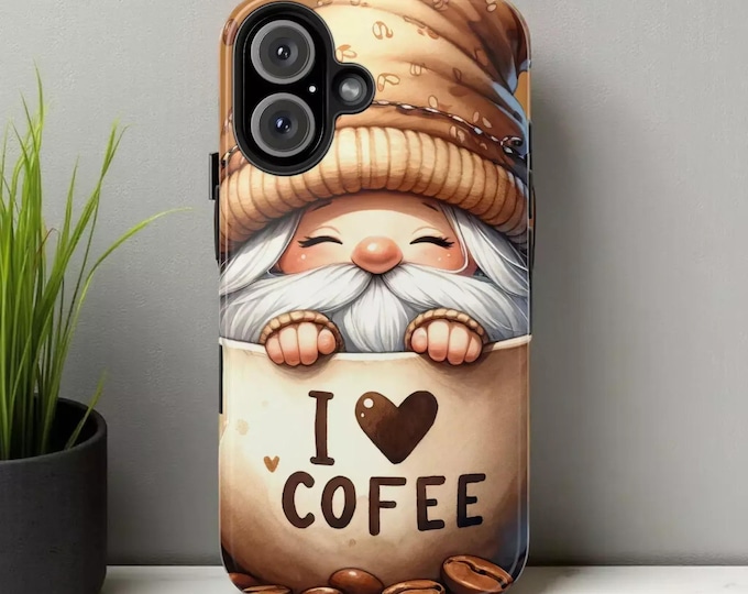 Coffee Lover Gnome Phone Case: Impact Resistant, Stylish Cover